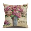 Linen Pillowcase American Rustic Rose Sofa Cushion Cover Retro Style Car Home Soft Decoration