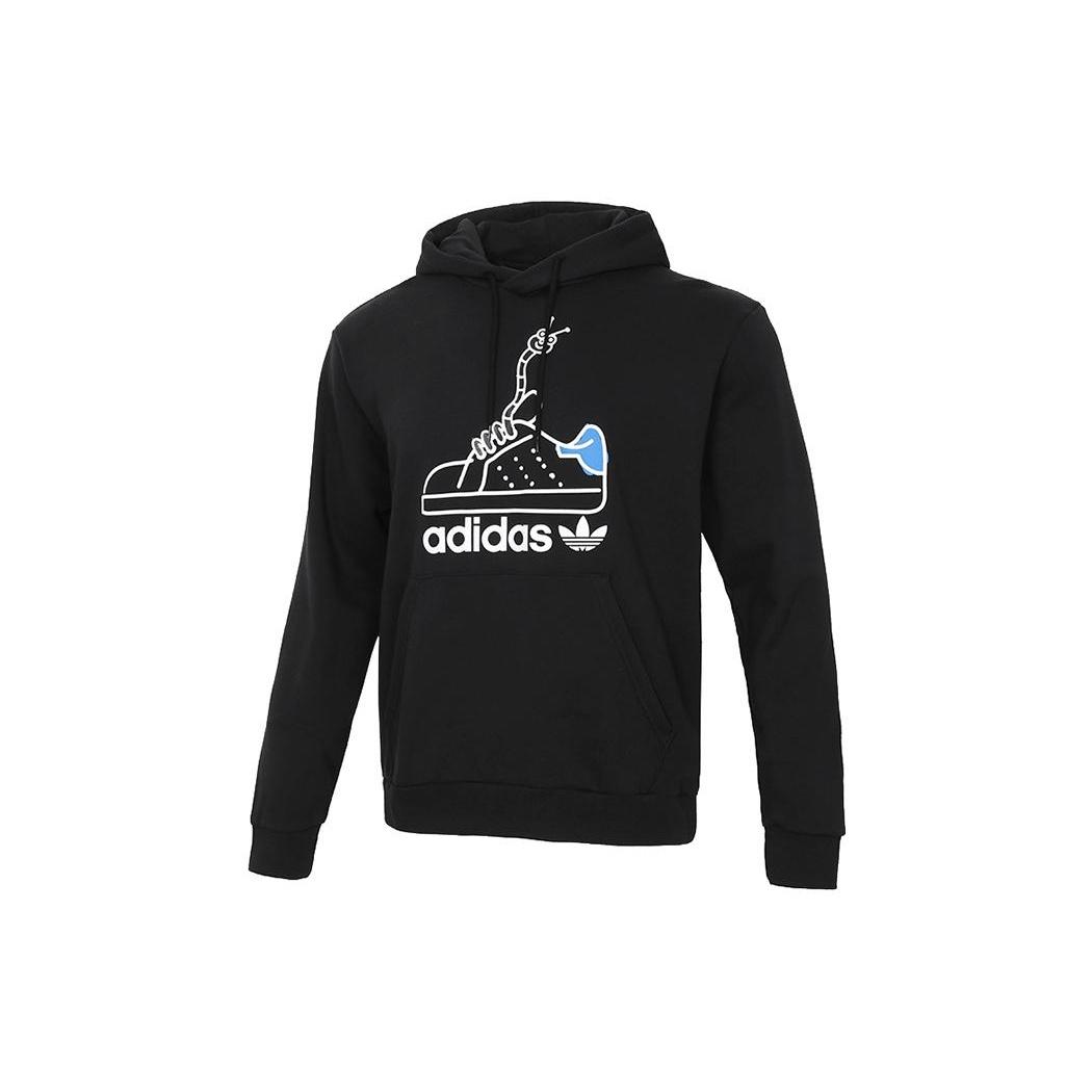 adidas originals Worm Casual Sports hooded Printing Pullover Black Men s GN2159 XS