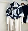 Black And White Camellia Silk Scarf Mulberry Silk Silk Satin Scarf Small Fragrant Style Large Square Scarf Sun Protection Shawl Women