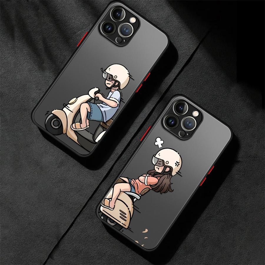 Cartoon Cute Couple Case for iPhone 17 Pro Max Air 16 Plus 7 8 SE 14 15 13 Mini 11 12 XS XR Funda Back Phone Cover