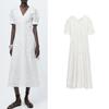 Spring New Elegant Elegance Style White V-neck Short Sleeve Mid Length Long Length Cut Out Embroider Dress 2922274