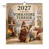 Dekorativer Wandkalender Yorkshire Terrier Kalender, 2027 Monatlicher Hängeplaner mit Metall-Zeitmanagement-Tool Doppelte Spiralbindung für Home Office