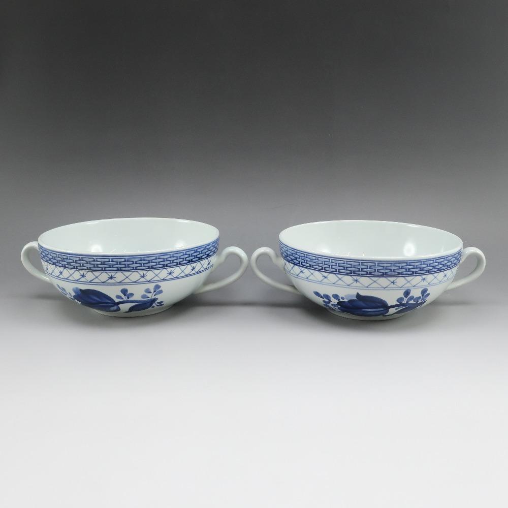 Royal Copenhagen Faience Trunk Weber Tableware Soup cup & saucer x2 _ Used