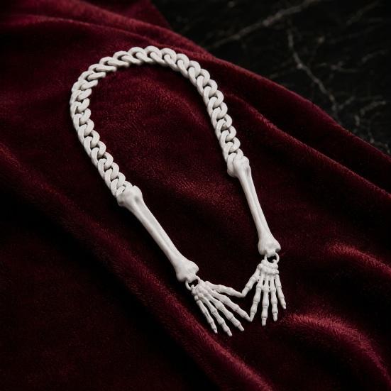 Halloween Gothic Skeleton Hand Necklace, Punk Cosplay Skull Claw Palm Choker, Halloween Costume Jewelry for Men Women