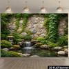 2D Serene Japanese Zen Garden Waterfall Photography Background