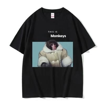 Divertente Maglietta Grafica con Scimmie Donna Hip Hop Retro Punk Abbigliamento T-shirt Casual da Donna
