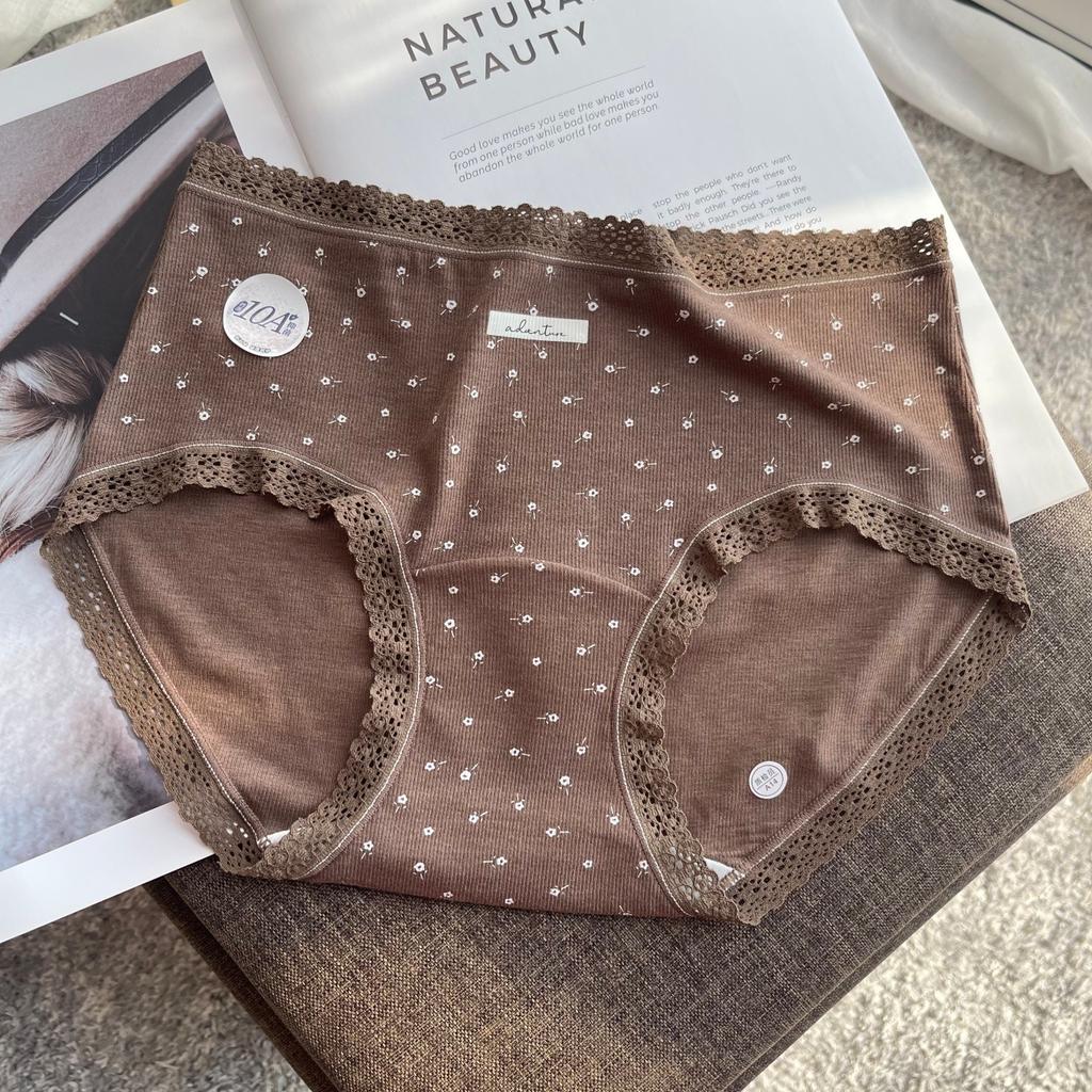 Female Spring and Autumn Floral Lace Edge Pure Cotton 10A Bacteriostatic Extended Crotch Hip Briefs