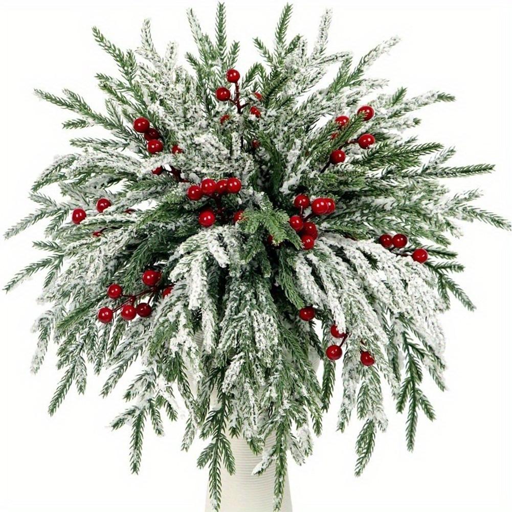 

20pcs Artificial Norfolk Pine Branches with Red Berries for Crafting Holiday Wreaths Table Centerpieces and Mantel Decorations China Mainland