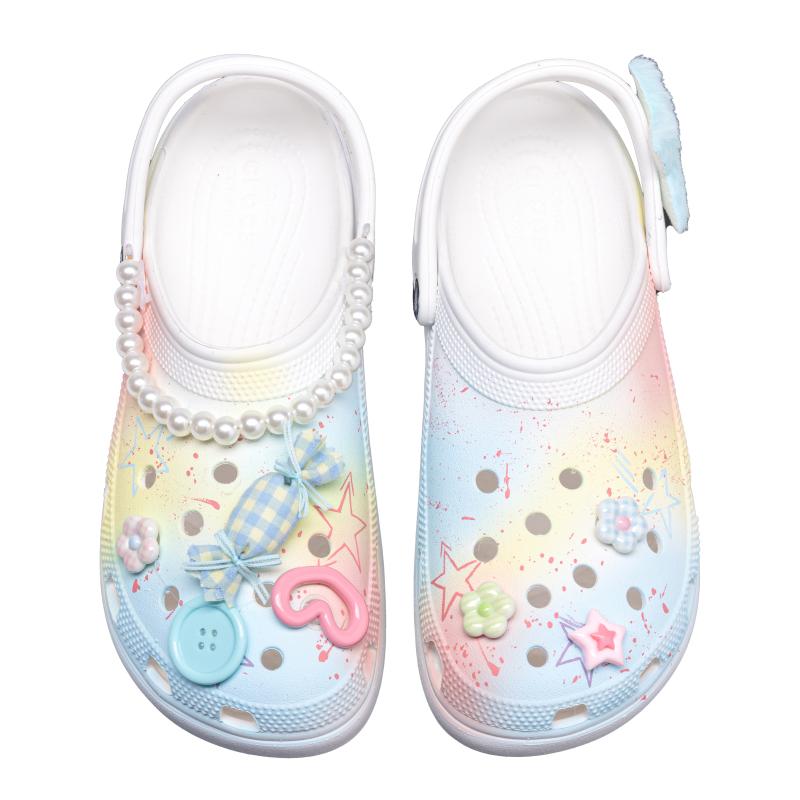 Crocs Classic Platform Clog Sweetheart Cute Gift Box EVA Customised for Love Dopamine Retro Trend One Kick Hole Shoes Women's Pink Blue