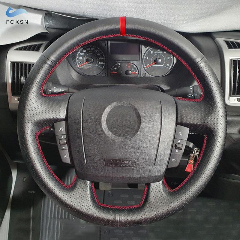

Автомобильный чехол на руль для Fiat Ducato Peugeot Boxer Citroen Jumper 2006 2017 2018 с перфорированной кожаной отделкой с красным