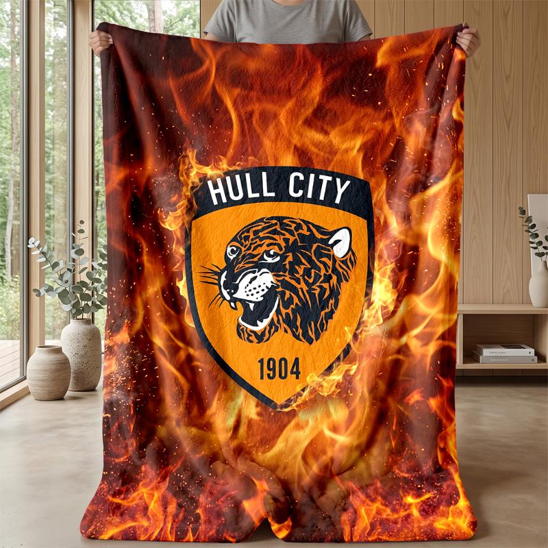 Hull City Football Print Flannel Blanket, Soft Warm Lightweight Throw Blanket for Sofa Bed Camping