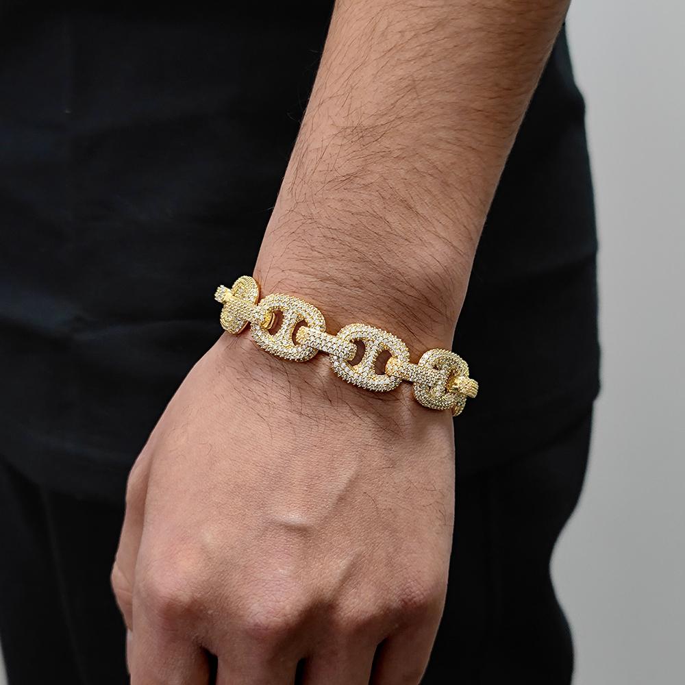 16MM Iced Out CZ Coffee Bean Bracelet Zirconia Trendy Women Man Rapper Jewelry New Designer Cuban Link Bracelet