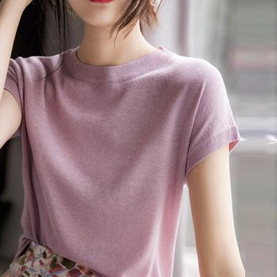 Women Sweaters Pullovers 2025 Summer Short Sleeve O-Neck Black Knitted Sweater Women Tops Pullover JJ330