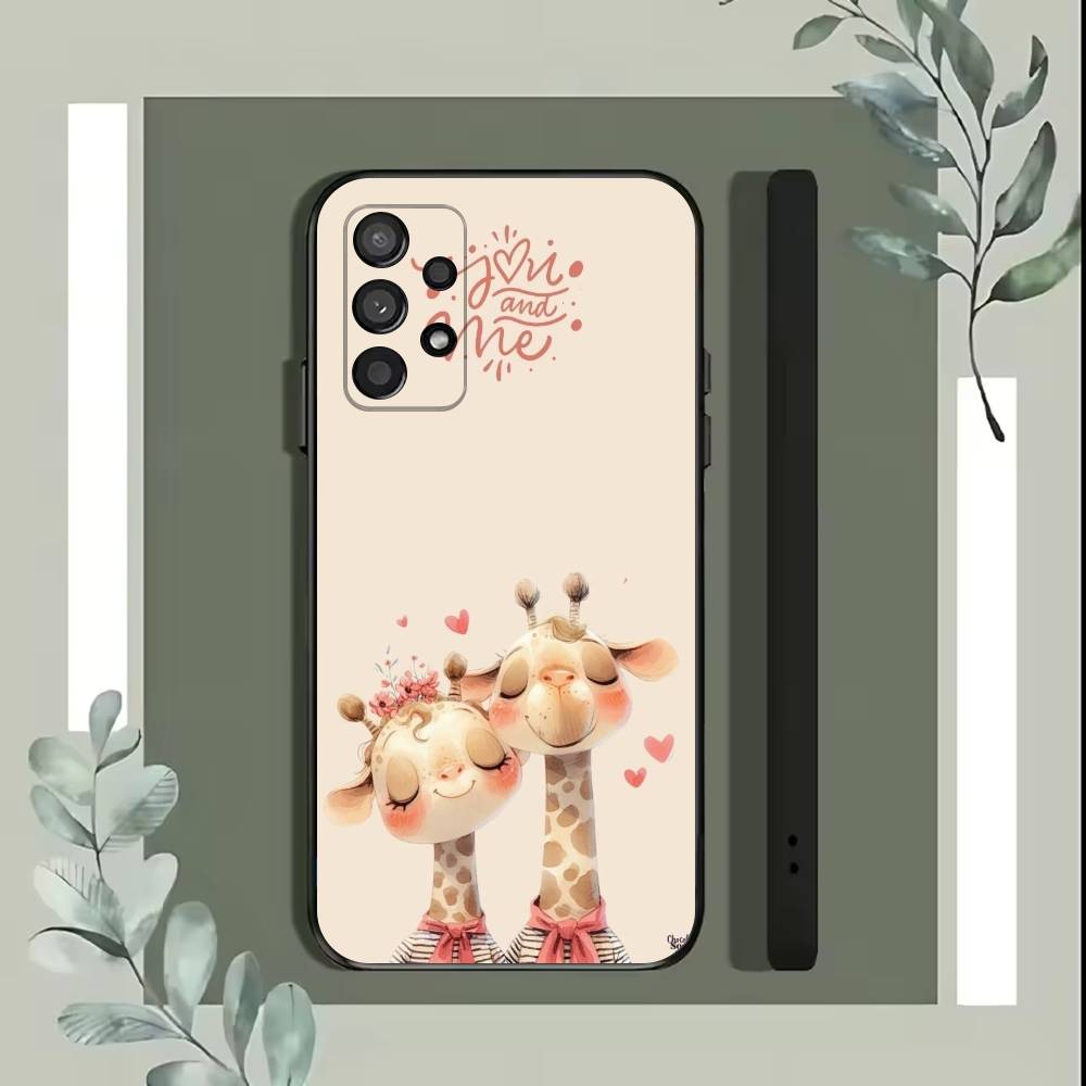 Striped Background Giraffe  Phone Case For Samsung S25,S24,S21,S22,S23,S30,Ultra,S20,Plus,Fe,Lite,5G Black Cover