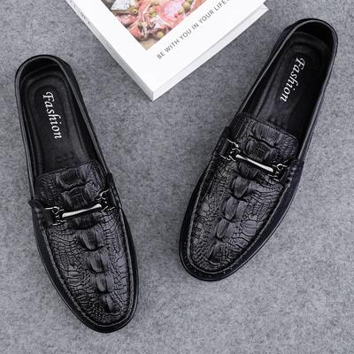 Lätta herrskor för utomhusbruk, slip-on promenadskor, handgjorda herrloafers, andningsbara, krokodilmönster, herr driving flats