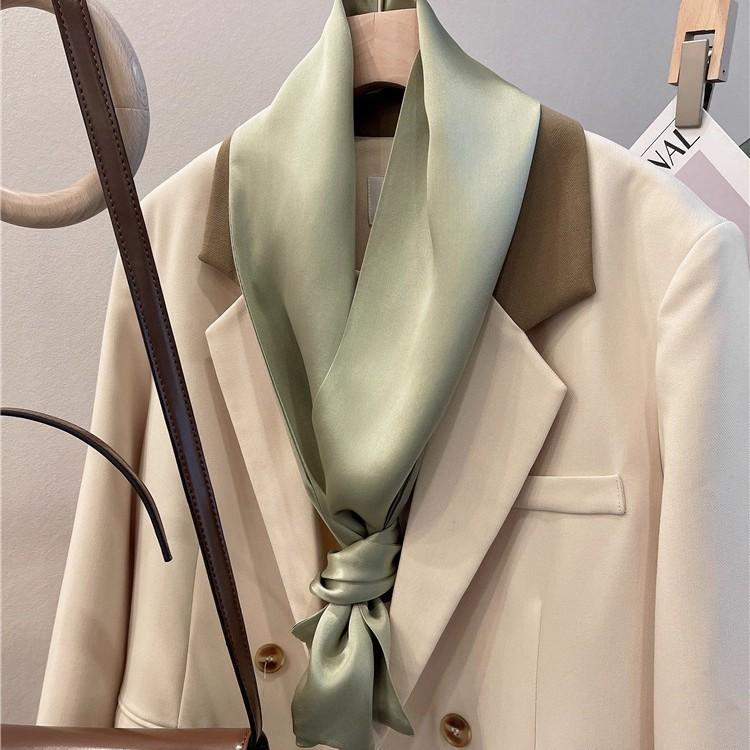 100% mulberry silk satin 15 * 145 silk solid color long scarf women's spring summer double-sided silk scarf