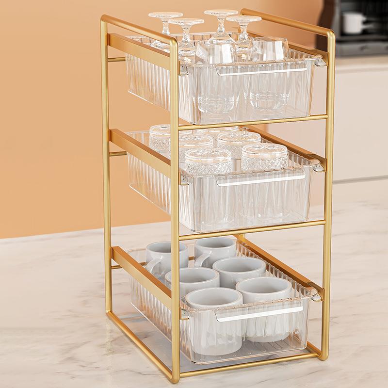 Kitchen storage rack, sink, storage rack, floor to ceiling household layered cabinet rack, multifunctional pull-out sink