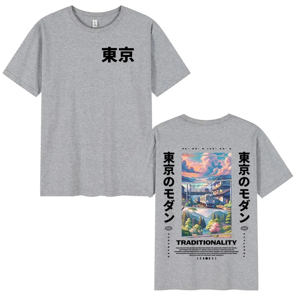 Japanese Tokyo Cherry Blossoms T Shirts Unisex Women Clothing Short Sleeve Cotton T Shirt Fashion Harajuku Tshirt Streetwear