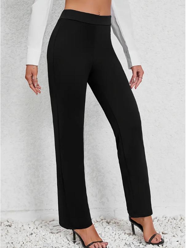 

In-Stock High Waist Casual Pure Color Women s Straight Pants for Spring, Summer, Autumn M чорний