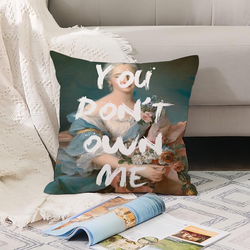 Pillow Case Portrait Feminist Office Cushions Lyrics Suitable For Sofa Funny Car Decorative Cushion Cover