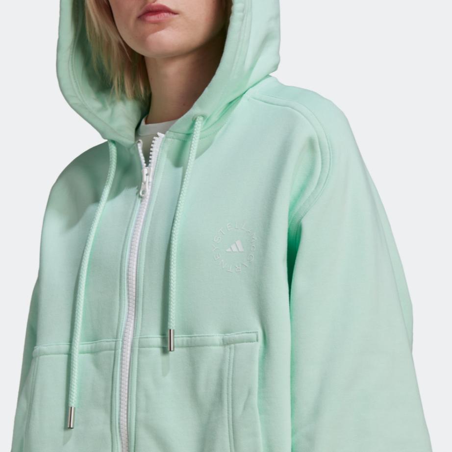adidas Giacca Casual Larga con Cappuccio Monocolore Collaborazione X Stella McCartney Donna Verde Ghiacciato HG1327
