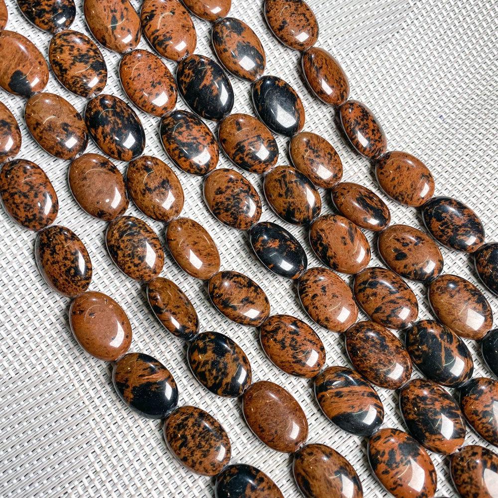 Hand-Painted Natural Gemstone Oval Beads for DIY Jewelry Necklaces & Bracelets