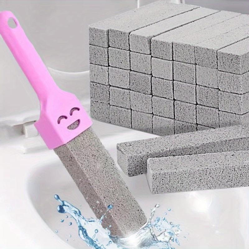 Pumice Stone Cleaning Stick Set - Stain & Rust Remover for Toilet, Kitchen, Bathroom Tiles, and Sinks - Includes Handle Brush