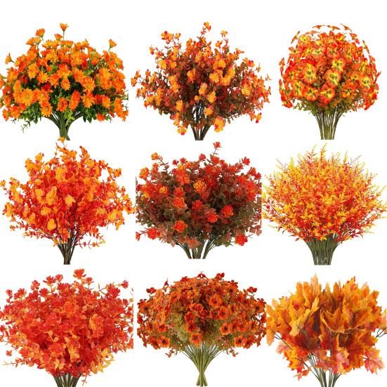 Fall Artificial Flower 7 Fork Realistic Fake Plastic Flower Home Office Wedding