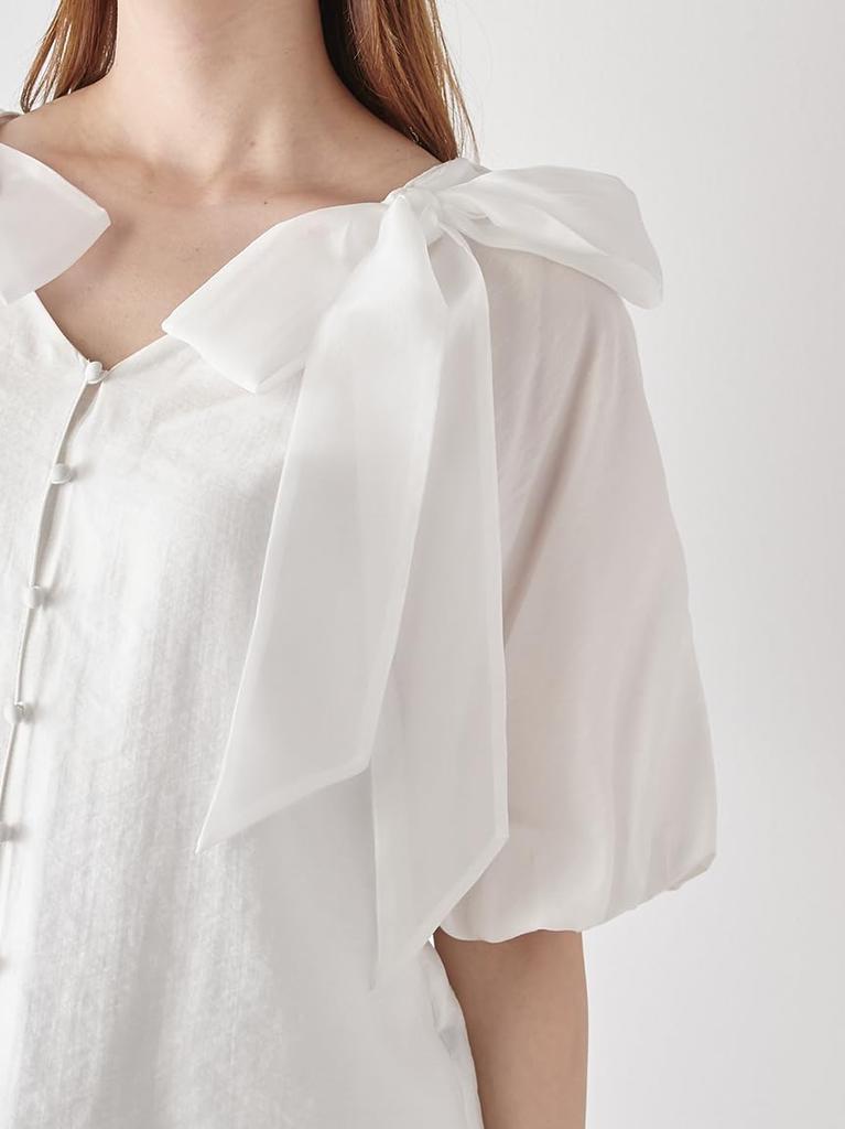 Snidel Ribbon Puff Blouse SWFB251205 White Women's