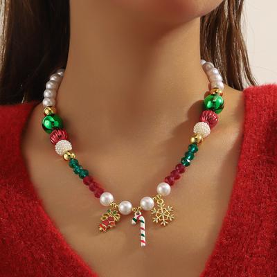 Weihnachtsperlenkette Kristallherzkette Mode Koreanische Welle Glänzende Schlüsselbeinkette Halskette Damen Trendige Partygeschenke 25