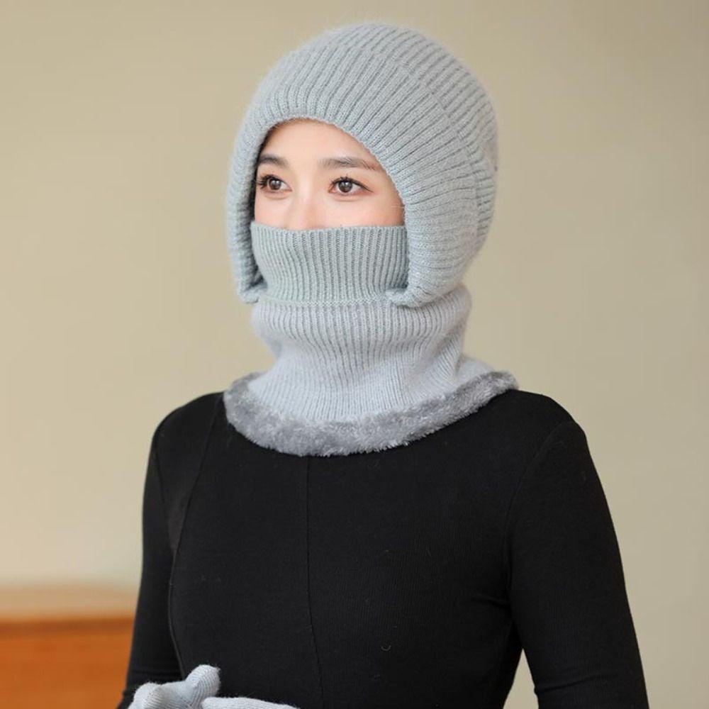 Windproof Knitted Balaclava Hat Ear Protection Pullover Hats Fashion Hooded Cap  All-match