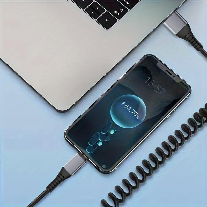 6A Super Fast Charging Type-C To Type-C PD Fast Charging Cable Spring Retractable Mobile Phone Navigation Car Data Car Anti-Freeze Charging Cable