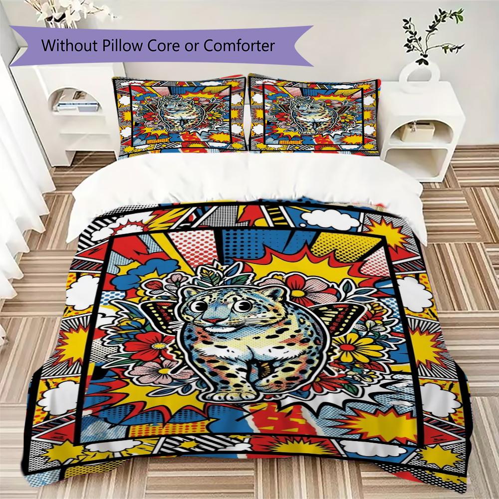 Snow Leopard Animal Pattern Bedding uilt Set uilt Cover Pillowcase Home Decoration Birthday Gift (1 * duvet cover + 2 * pillowcase without core)111