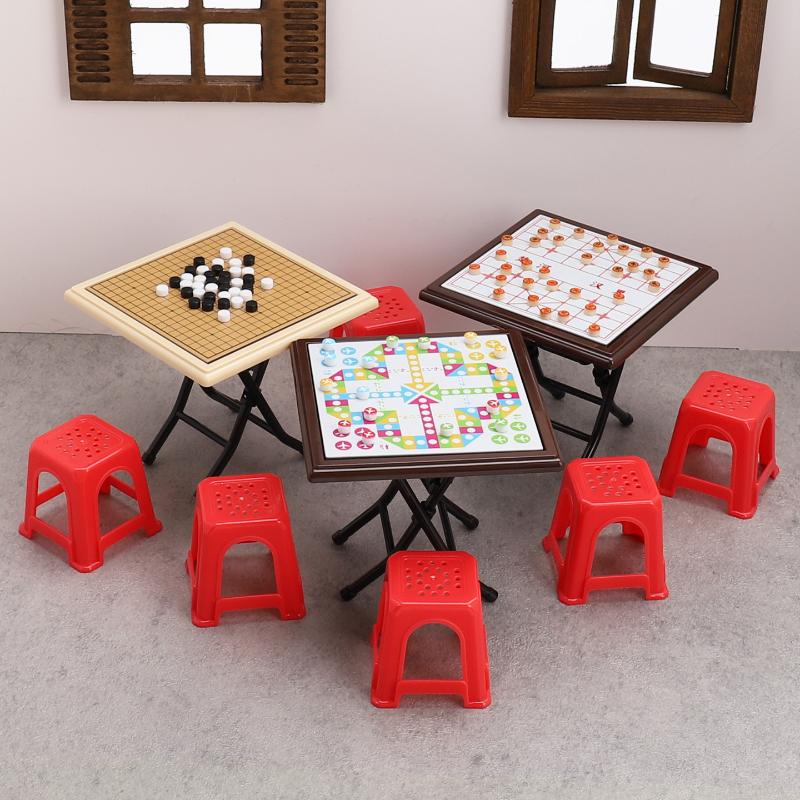 1 Set Dollhouse Mini Gomoku Chess Toy Simulation Miniature Flying Chess Model Doll House Accessories Desktop Decoration