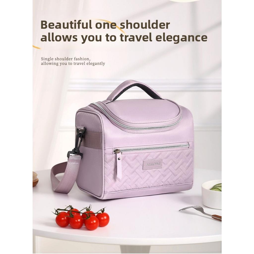 Large Insulated Lunch Bag, Portable Insulated Handbag with Adjustable Shoulder Strap and Handle, Hot and Cold Food Carrier, Outdoor Beach Cooler Bag