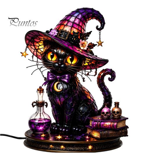 Whimsical Home Accents Gothic Witch Hat Night Light, Warm Glow Acrylic Halloween Decorative Lamp, Vintage Creative Props Spooky Decor for Mantel Shelf