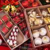 24pcs/set Christmas Bow Balls Ornaments Home New Year Party Supplies Xmas Tree Lantern Gift Box Hanging Pendant Decor