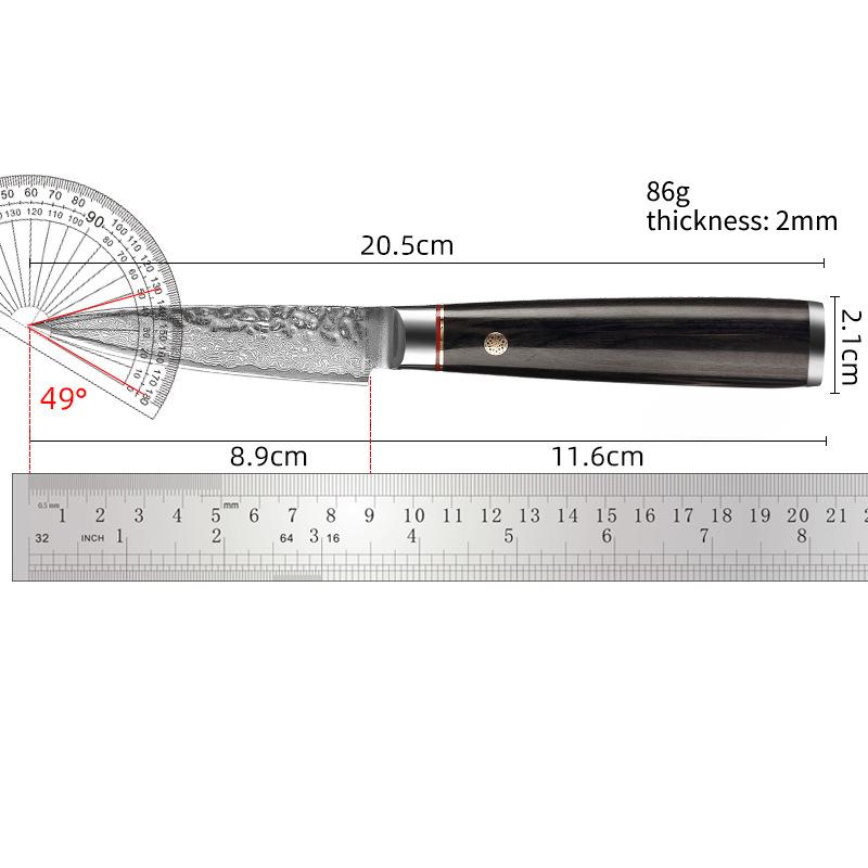 67Layers Damascus Steel Paring Knife 3.5-inch Household Kitchen Peeler Fruit Petty Vegetable Multifunctional Utility Knives
