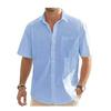 Camiseta de Verano para Hombre Nuevo Estilo Moda Europea y Americana Clásica Cómoda Transpirable Algodón y Lino Color Sólido Top