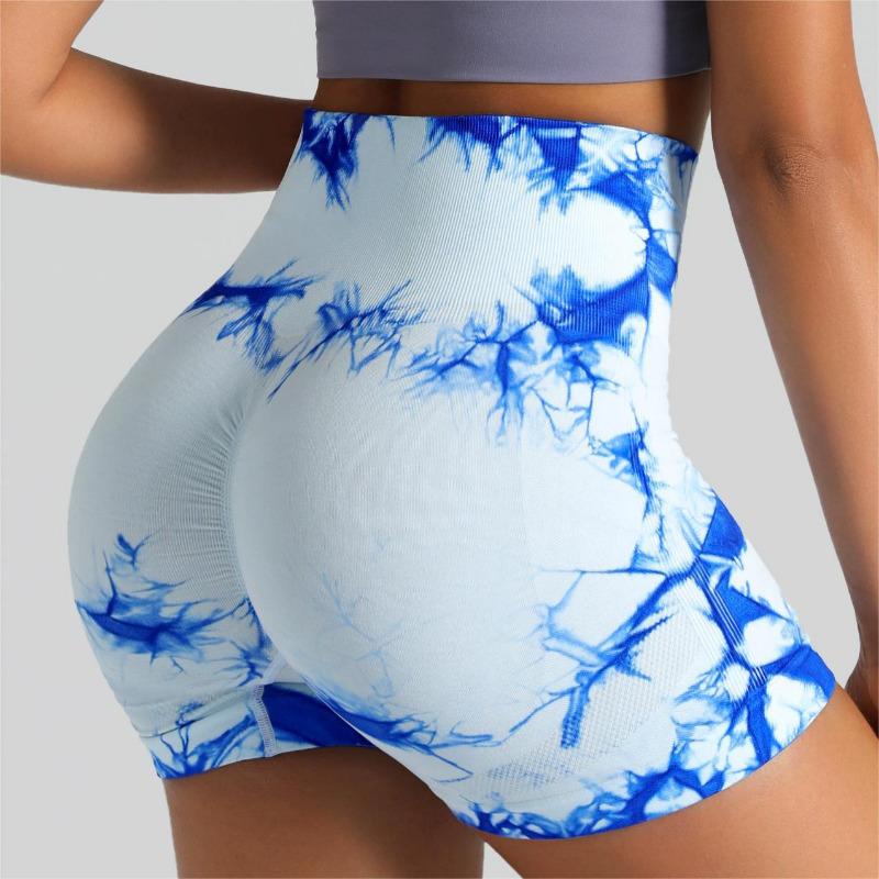 Tie Dyed Seamless Fitness Pants WOMEN'S High Waist and Hip Lifting Sports Tight Shorts Running Sexy Peach Fitness Yoga Shorts