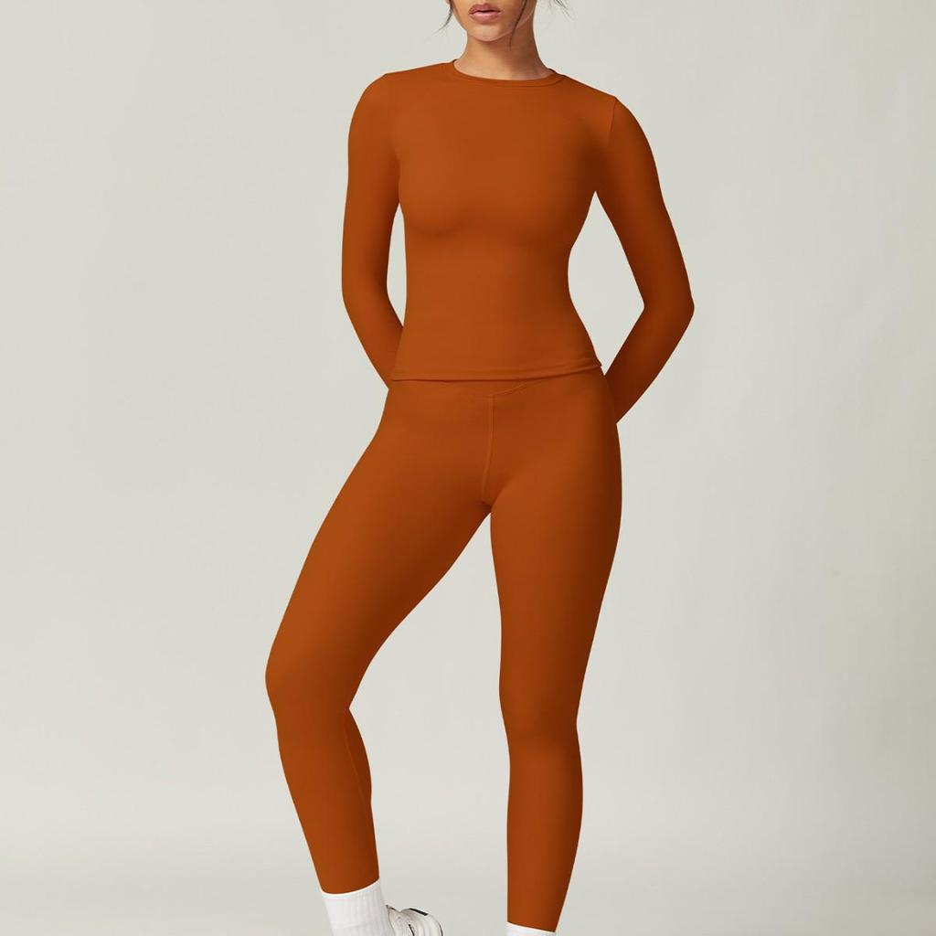Women's Winter High-Waisted Slimming Yoga Set: Elastic Leggings and Long-Sleeved Jacket