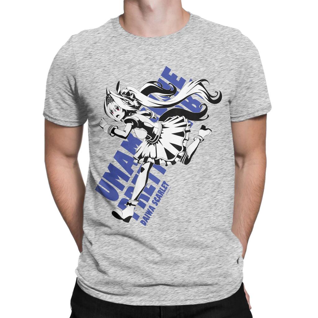 Awesome Umamusume Pretty Derby Daiwa Scarlet T-Shirt Men Round Collar 100% Cotton T Shirt  Short Sleeve Tees Summer Clothing