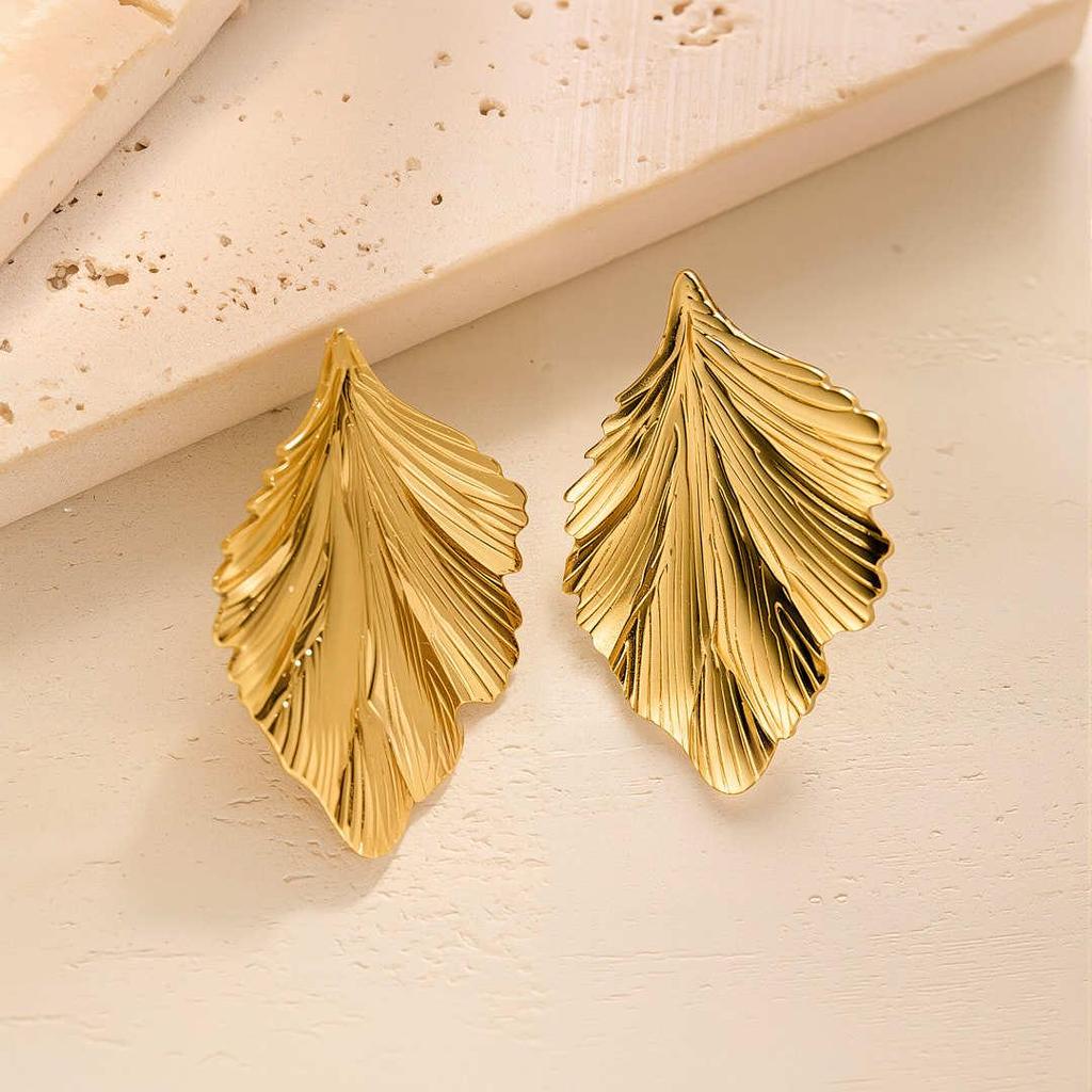 Geometric Irregular 18k Gold Titanium Steel Earrings for Women