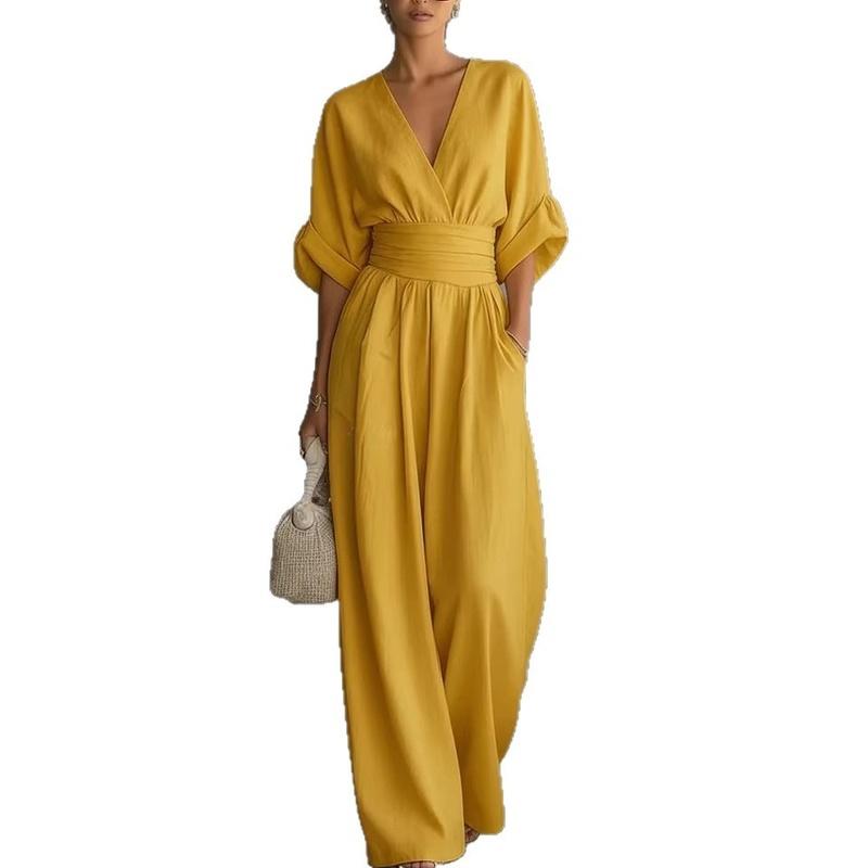 Elegant Waisted V-neck Women’s Jumpsuit