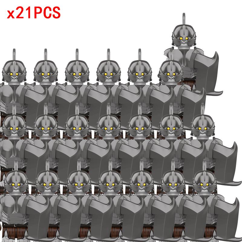 New 8pcs/lot MOC Uruk-hai Orc Army Group Orcus Figures Model Building Blocks LOTR Bricks Medieval Toys for Children gifts