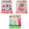 Rabbit Gnome Chair Back Cover Easter Holiday Party Ruffle Hem Chair Slipcover Washable Linen Furniture Protective Cover