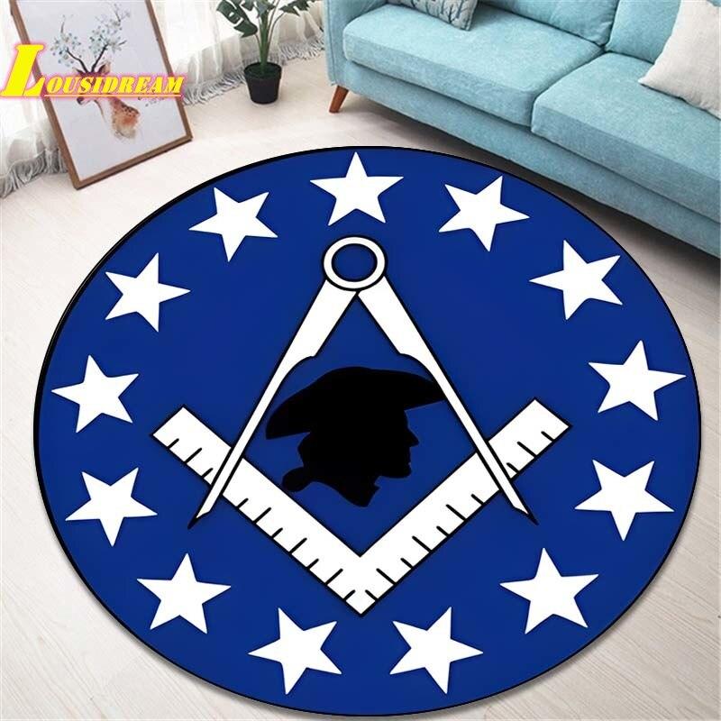 Masonic Logo Rugs Round Rugs Home Decor Rugs Non-Slip Balcony Bathroom Door Mats Outdoor Picnic Mats Office Decor Floor Mats