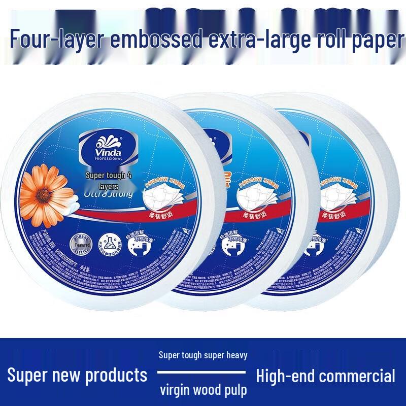 Vinda Ultra-Tough 4-Ply Virgin Pulp Toilet Paper Jumbo Roll