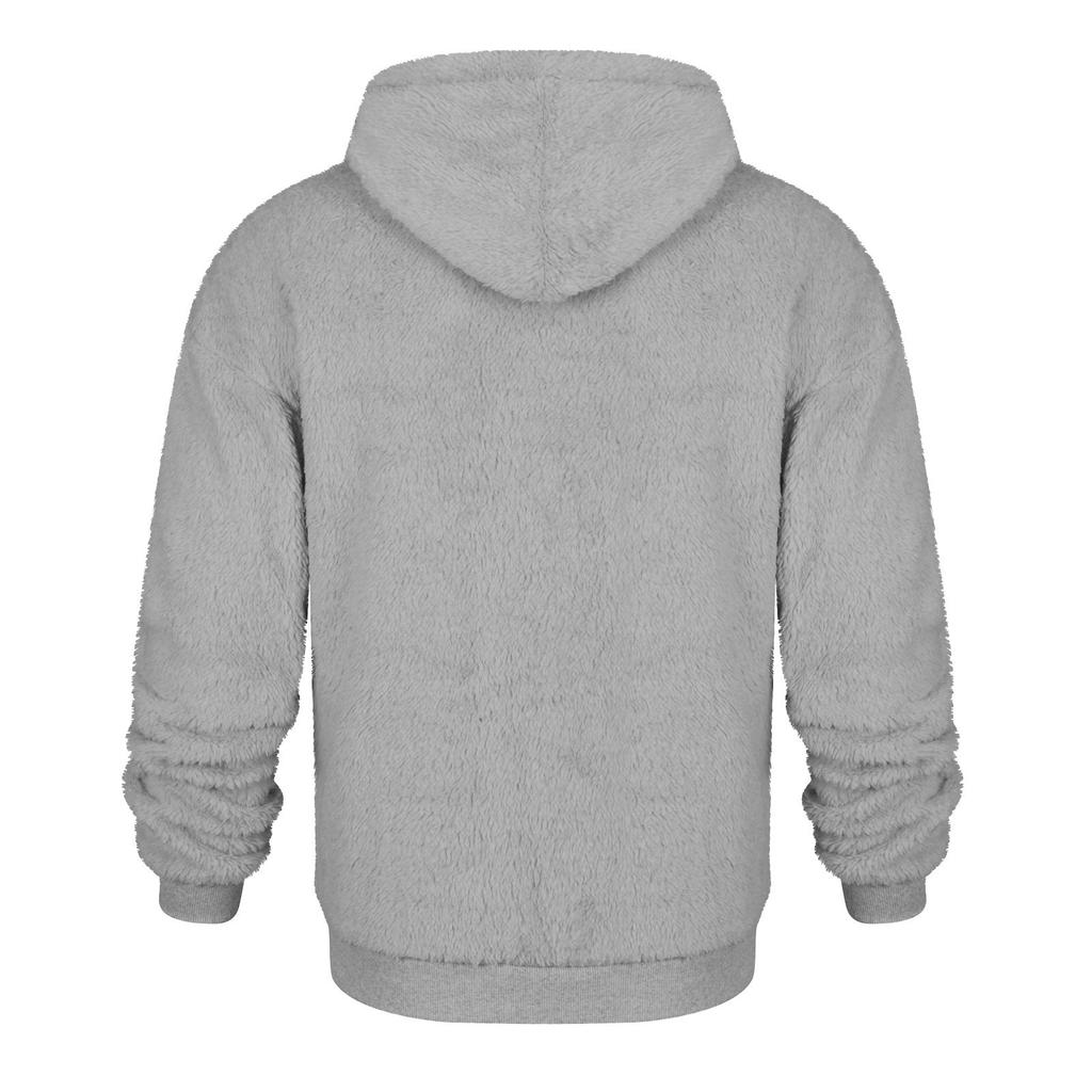 Men's Casual  Plush Double-sided Fleece Color Hooded Sweatshirt