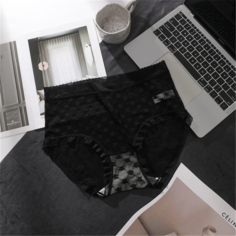 

Тонкое кружевное сексуальное искушение со средней посадкой, маленькие трусики, большой размер, трусики-треугольники для женщин 3XL чёрный